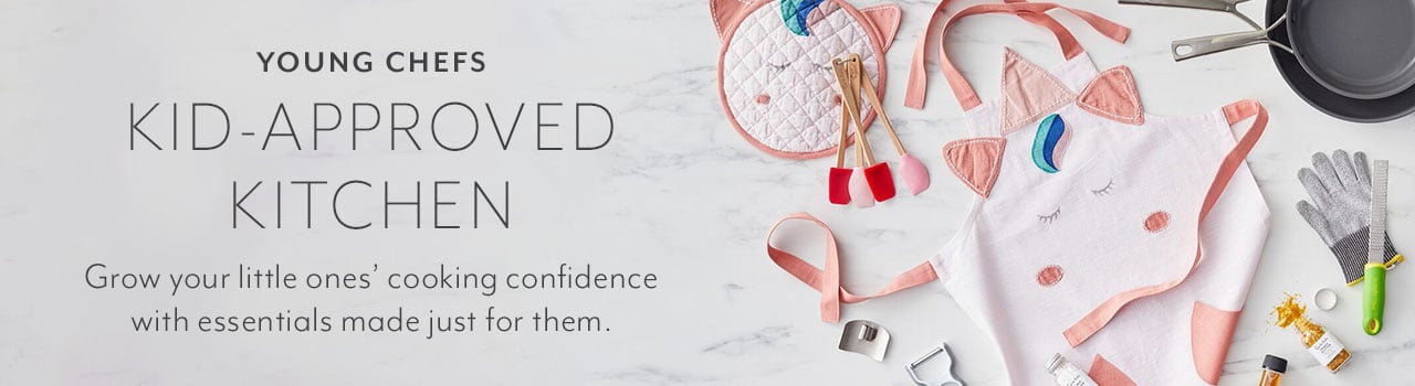 Young chefs, kid-approved kitchen. Grow your little ones' cooking confidence with essentials made just for them.