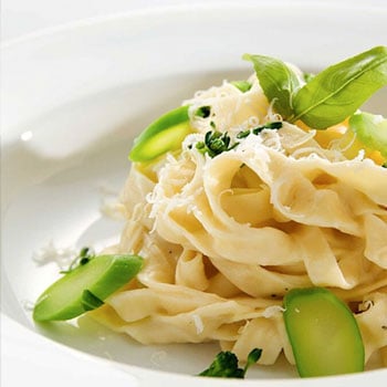 PAPPARDELLE WITH LEMON, ASPARAGUS AND PARMESAN WITH SOFT EGGS