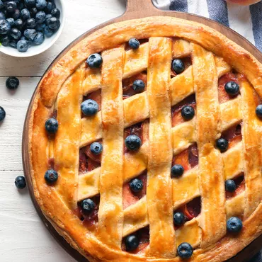 Lattice-Top Plum and Blackberry Pie